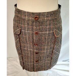 Bagatelle Collection Plaid Wool Blend Mini Skirt Size XS lined Faux Button Up